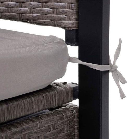 Cosmo Casa - Polyrotan 3-Zitsbank - Tuinbank/Kistbank met Opbergvak - Gemêleerd Grijs & Beige Kussen