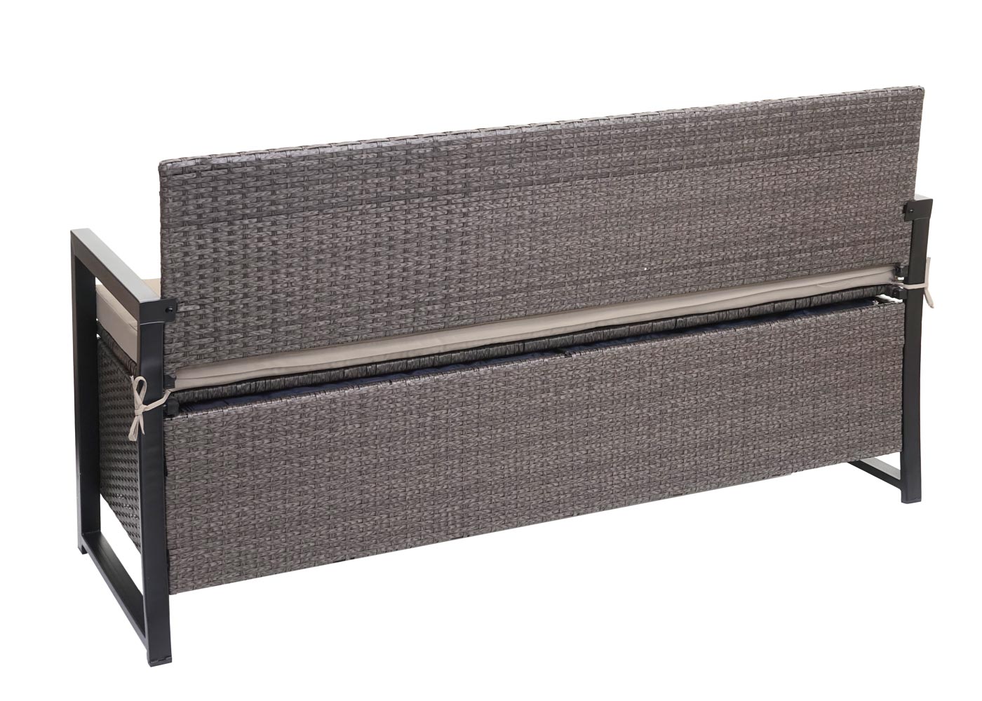 Cosmo Casa - Polyrotan 3-Zitsbank - Tuinbank/Kistbank met Opbergvak - Gemêleerd Grijs & Beige Kussen