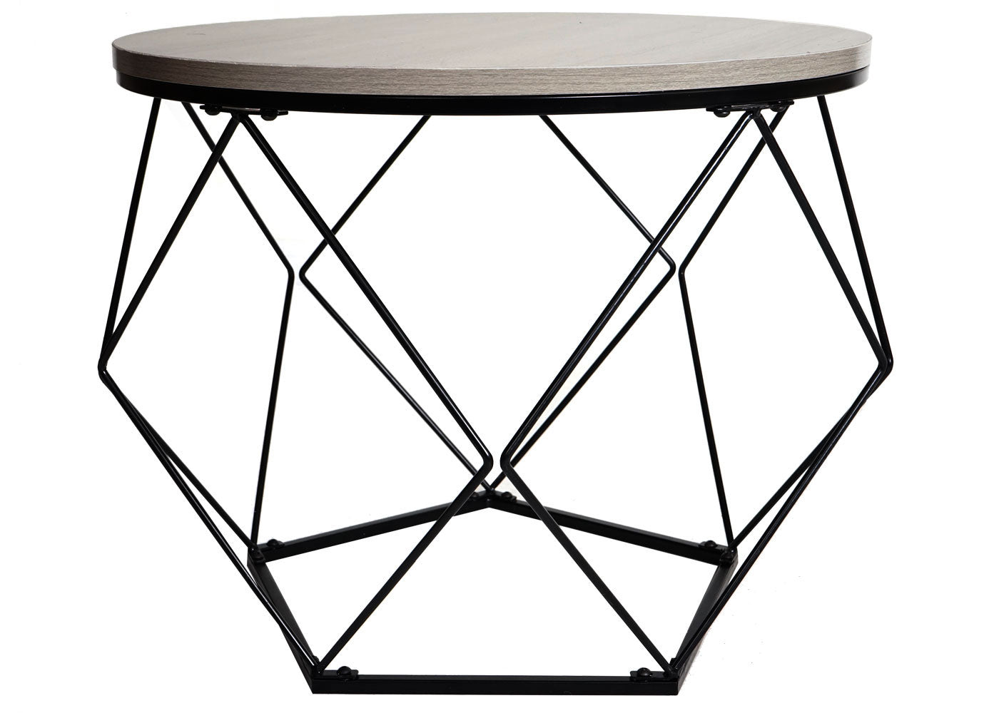 Cosmo Casa - Salontafelset - Lounge- & Bijzettafel - Metaal & Eikenhoutlook - Grijs