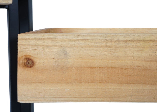 Cosmo Casa - Ruimteverdeler met Plantenbak - Hout & Staal - Zwart Frame & Natuurlijke Kleur - 116×118 cm