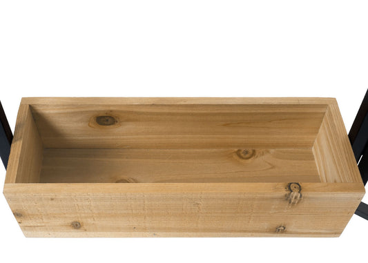 Cosmo Casa - Ruimteverdeler met Plantenbak - Hout & Staal - Zwart Frame & Natuurlijke Kleur - 116×118 cm