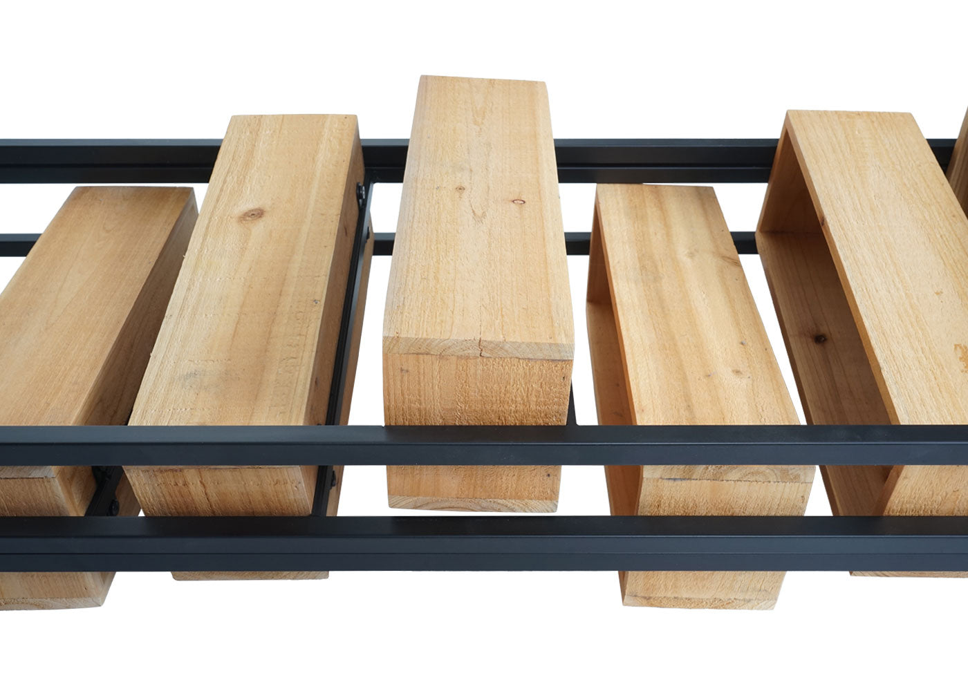 Cosmo Casa - Ruimteverdeler met Plantenbak - Hout & Staal - Zwart Frame & Natuurlijke Kleur - 116×118 cm