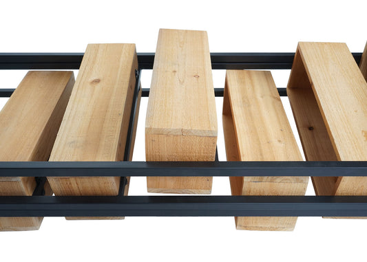 Cosmo Casa - Ruimteverdeler met Plantenbak - Hout & Staal - Zwart Frame & Natuurlijke Kleur - 116×118 cm