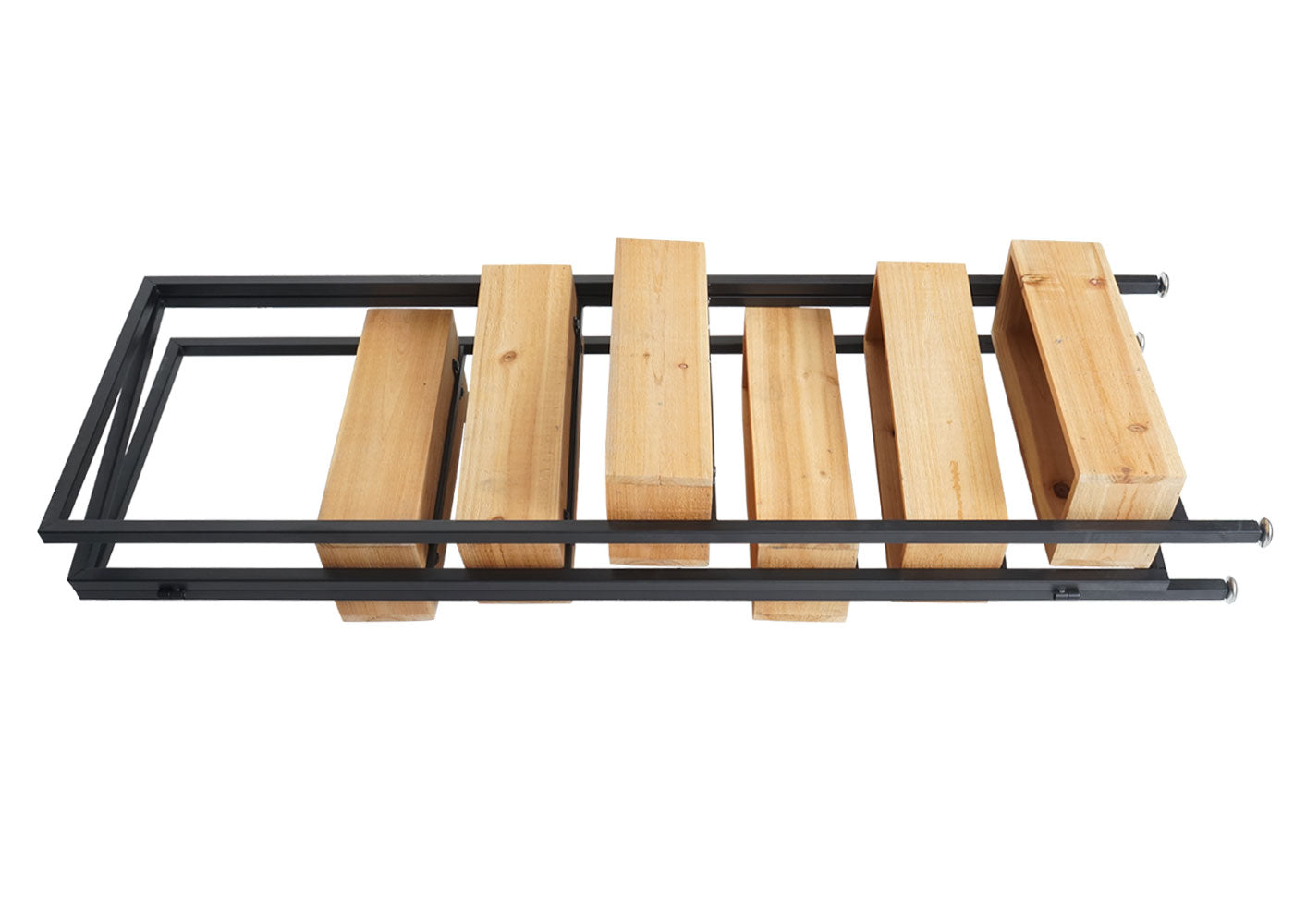 Cosmo Casa - Ruimteverdeler met Plantenbak - Hout & Staal - Zwart Frame & Natuurlijke Kleur - 116×118 cm