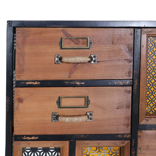 Cosmo Casa - Apothekersladekast - Vintage plankladen - Metaal - Dennenhout - 120×62×33 cm