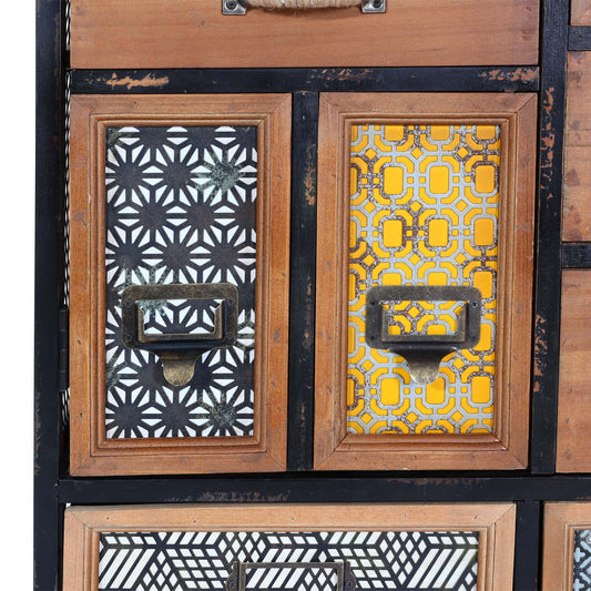 Cosmo Casa - Apothekersladekast - Vintage plankladen - Metaal - Dennenhout - 120×62×33 cm