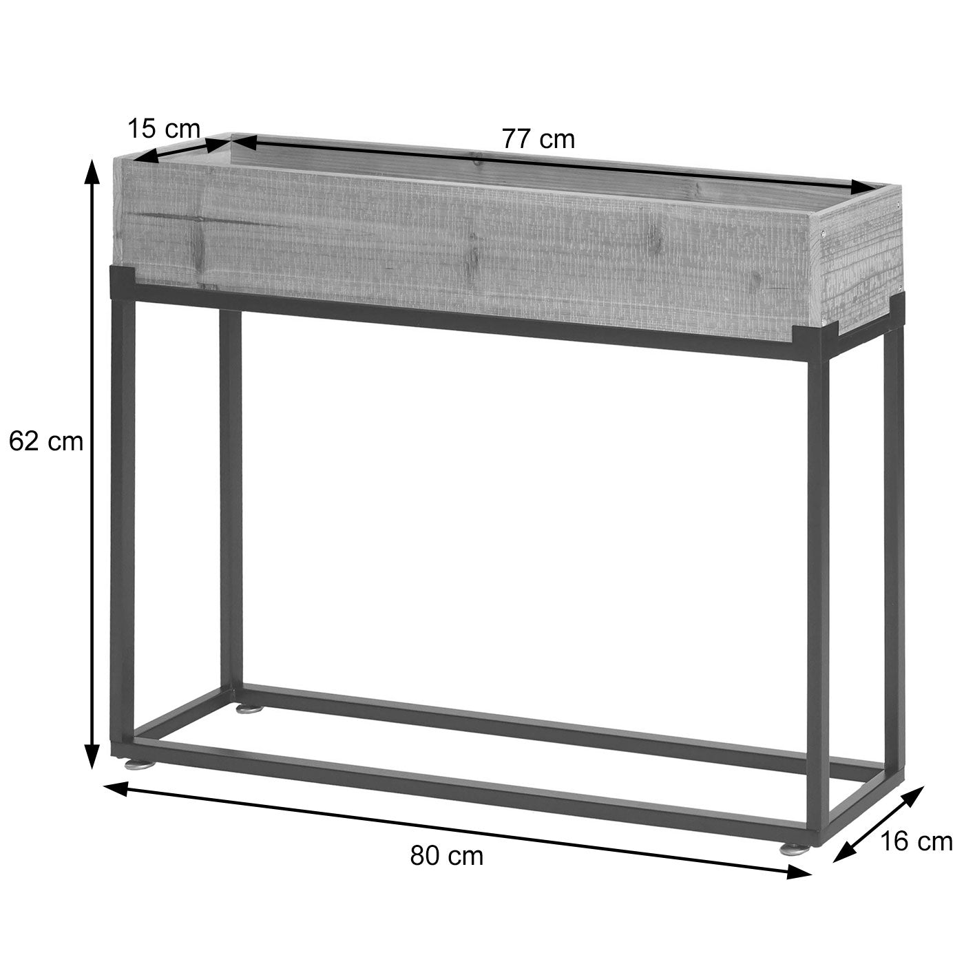 Cosmo Casa - Verhoogd Bed Plantenbak - Hout & Staal - Zwart Frame & Natuurlijke Kleur - 62×80×16 cm