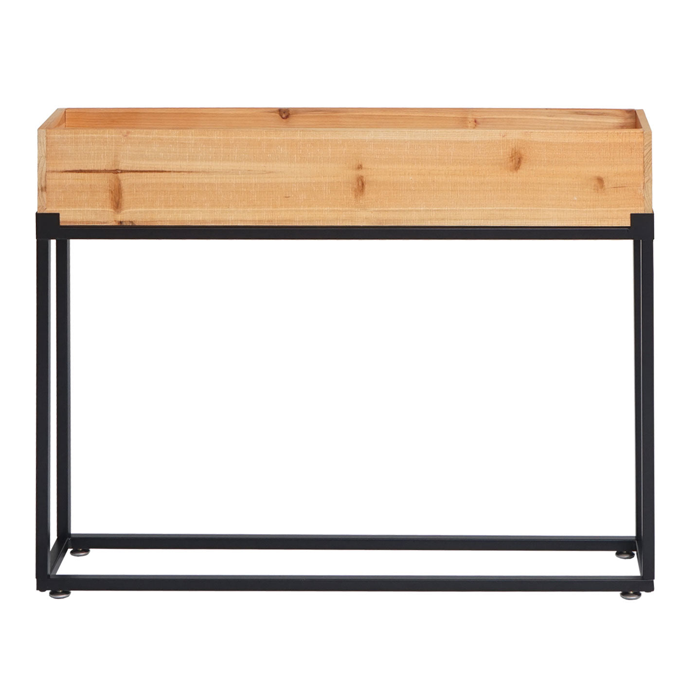 Cosmo Casa - Verhoogd Bed Plantenbak - Hout & Staal - Zwart Frame & Natuurlijke Kleur - 62×80×16 cm