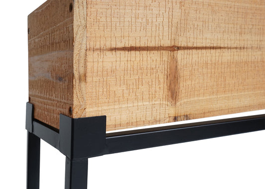 Cosmo Casa - Verhoogd Bed Plantenbak - Hout & Staal - Zwart Frame & Natuurlijke Kleur - 62×80×16 cm