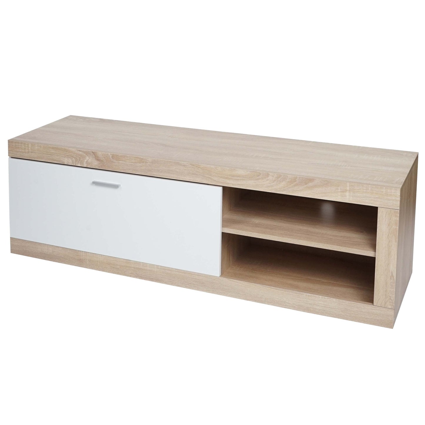 Cosmo Casa - TV-rek - TV Lowboard met Opbergvak - Hout - Eikenhoutlook - Wit - 43×140×41 cm