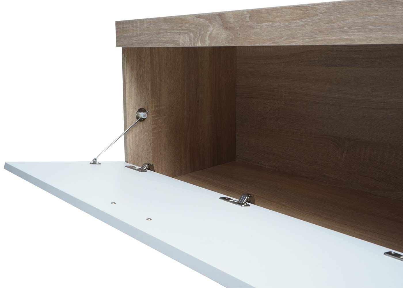 Cosmo Casa - TV-rek - TV Lowboard met Opbergvak - Hout - Eikenhoutlook - Wit - 43×140×41 cm