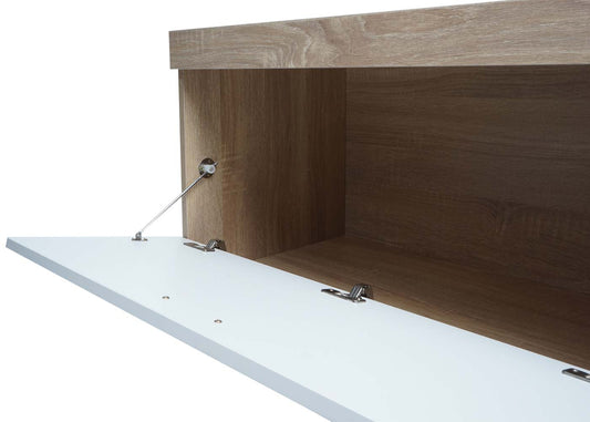 Cosmo Casa - TV-rek - TV Lowboard met Opbergvak - Hout - Eikenhoutlook - Wit - 43×140×41 cm