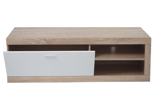 Cosmo Casa - TV-rek - TV Lowboard met Opbergvak - Hout - Eikenhoutlook - Wit - 43×140×41 cm