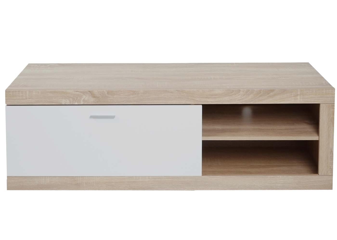 Cosmo Casa - TV-rek - TV Lowboard met Opbergvak - Hout - Eikenhoutlook - Wit - 43×140×41 cm