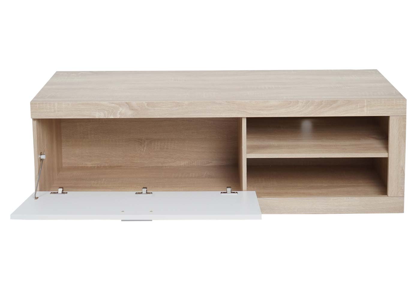 Cosmo Casa - TV-rek - TV Lowboard met Opbergvak - Hout - Eikenhoutlook - Wit - 43×140×41 cm