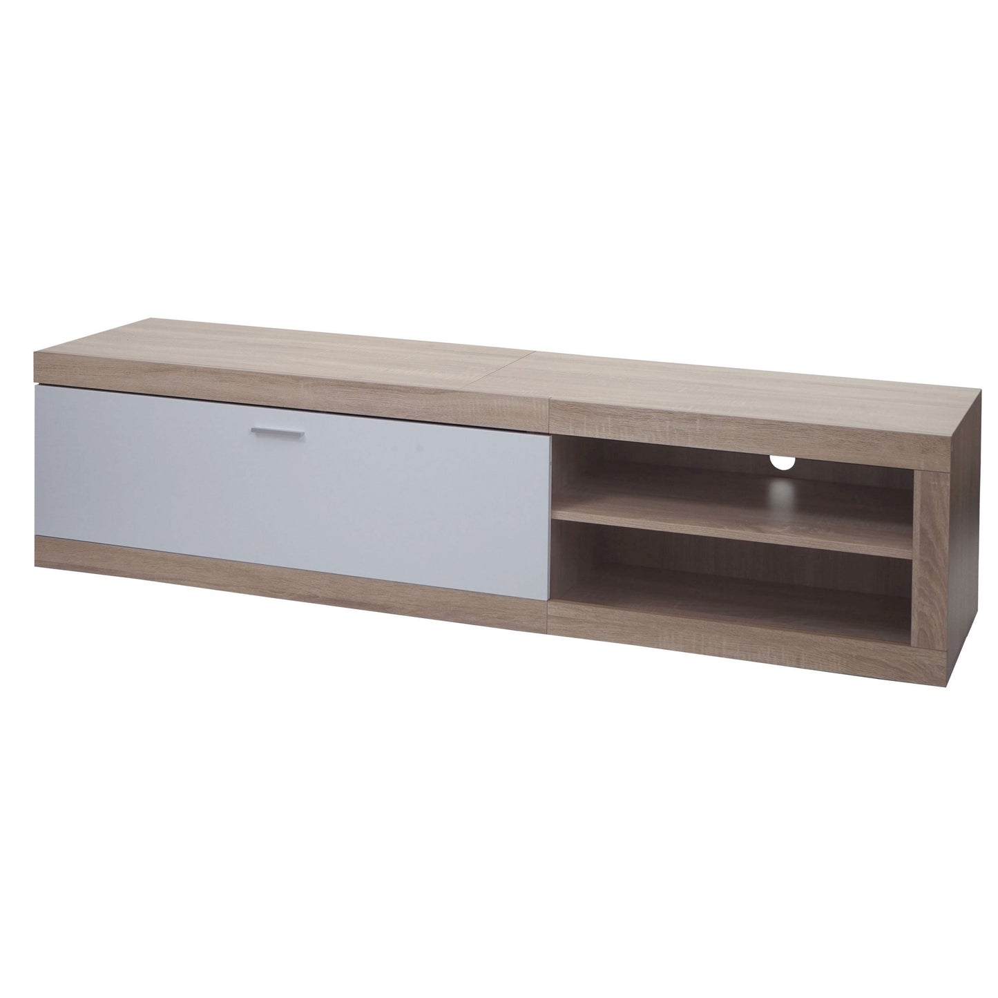 Cosmo Casa - TV-rek - TV Lowboard met Opbergvak - Hout - Eikenhoutlook - Wit - 43×180×41 cm