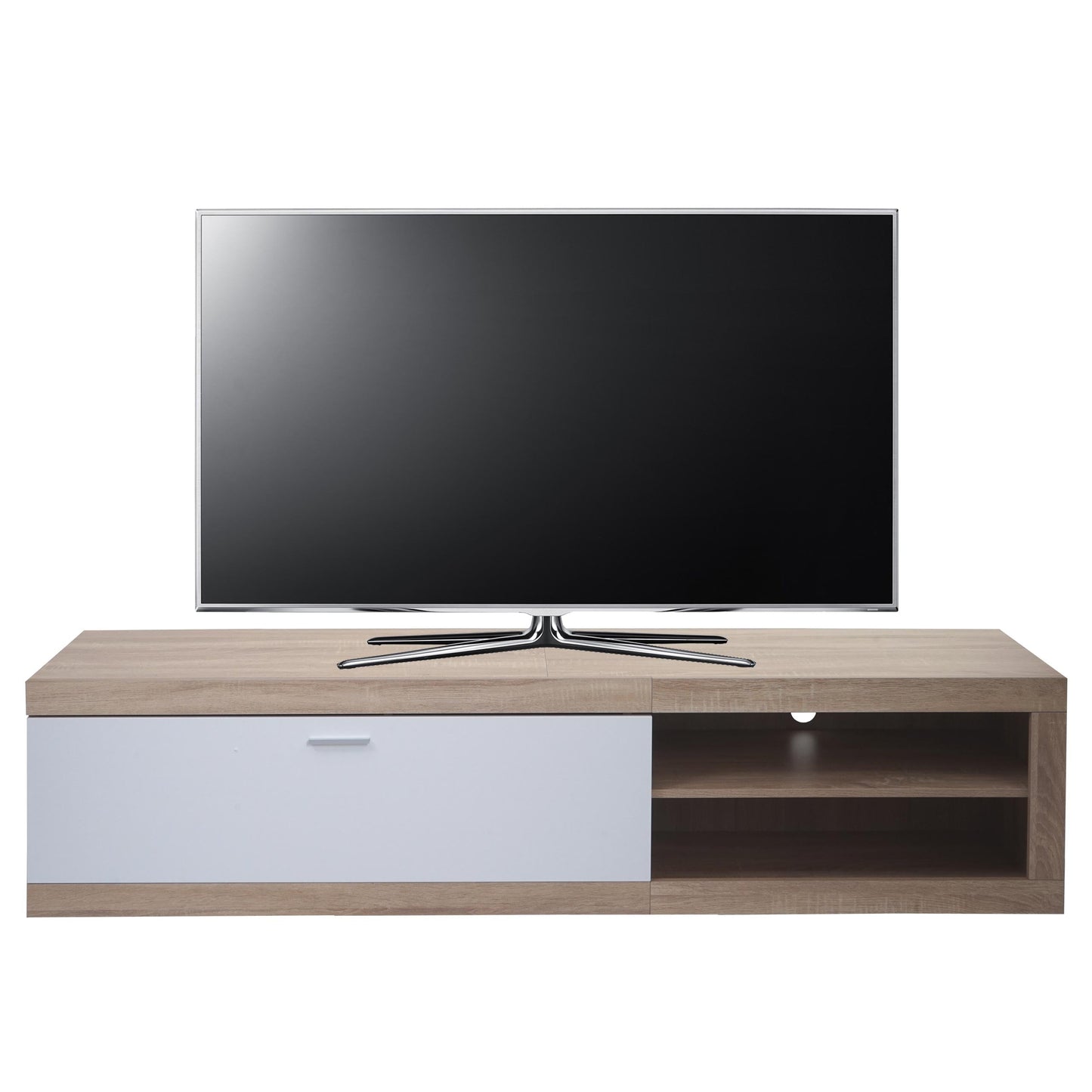 Cosmo Casa - TV-rek - TV Lowboard met Opbergvak - Hout - Eikenhoutlook - Wit - 43×180×41 cm