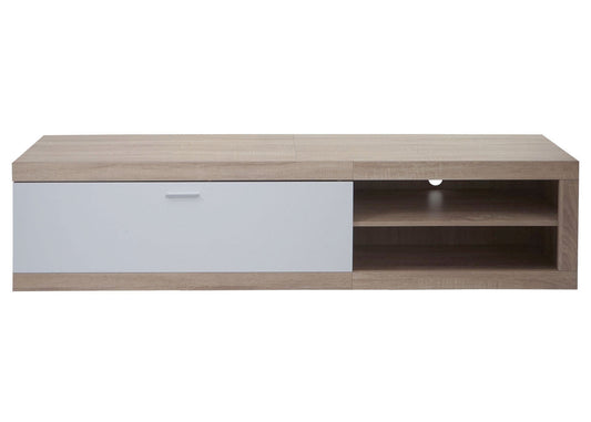 Cosmo Casa - TV-rek - TV Lowboard met Opbergvak - Hout - Eikenhoutlook - Wit - 43×180×41 cm