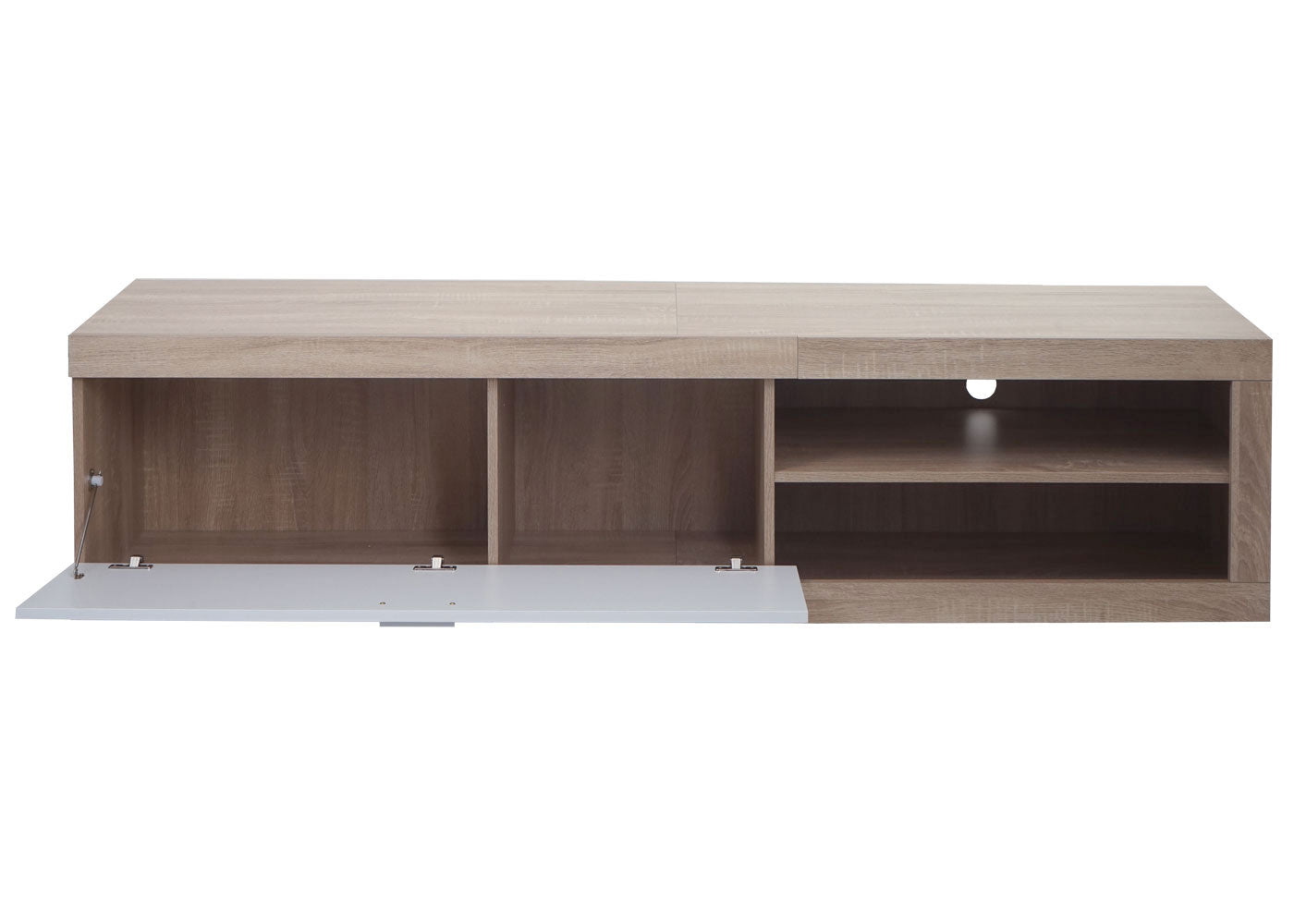Cosmo Casa - TV-rek - TV Lowboard met Opbergvak - Hout - Eikenhoutlook - Wit - 43×180×41 cm