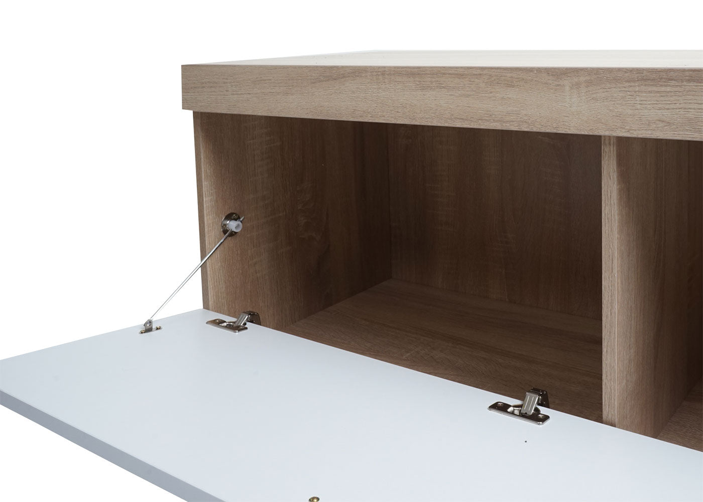 Cosmo Casa - TV-rek - TV Lowboard met Opbergvak - Hout - Eikenhoutlook - Wit - 43×180×41 cm