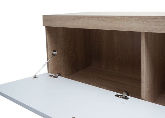 Cosmo Casa - TV-rek - TV Lowboard met Opbergvak - Hout - Eikenhoutlook - Wit - 43×180×41 cm