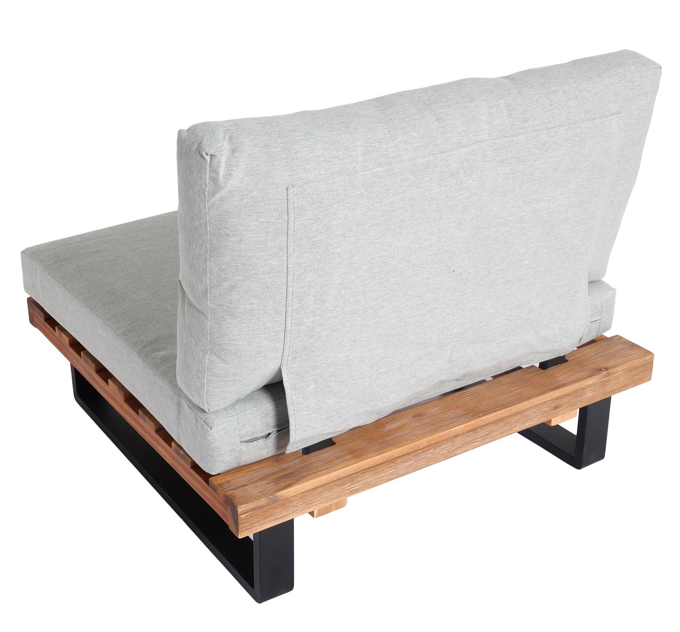 Cosmo Casa - Loungestoel - Tuinfauteuil - Gesponnen Poly & Acaciahout & Aluminium - Lichtbruin - Bekleding Lichtgrijs