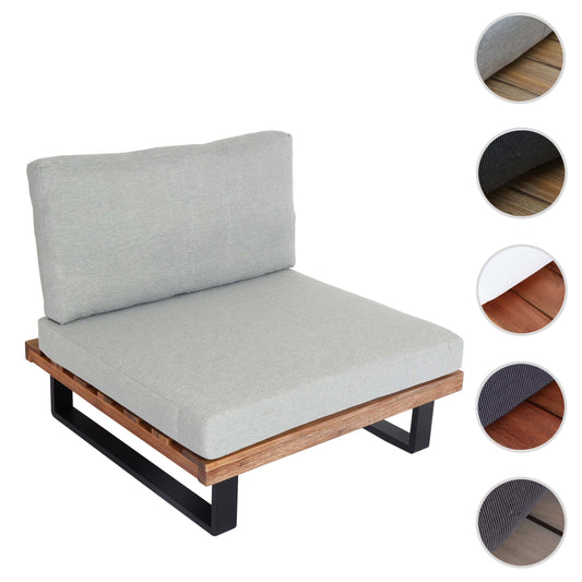 Cosmo Casa - Loungestoel - Tuinfauteuil - Gesponnen Poly & Acaciahout & Aluminium - Lichtbruin - Bekleding Lichtgrijs