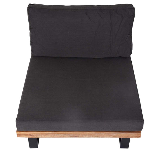 Cosmo Casa - Loungestoel - Tuinfauteuil - Gesponnen Poly & Acaciahout & Aluminium - Lichtbruin - Bekleding Donkergrijs