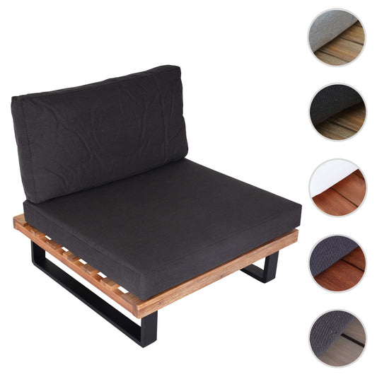 Cosmo Casa - Loungestoel - Tuinfauteuil - Gesponnen Poly & Acaciahout & Aluminium - Lichtbruin - Bekleding Donkergrijs