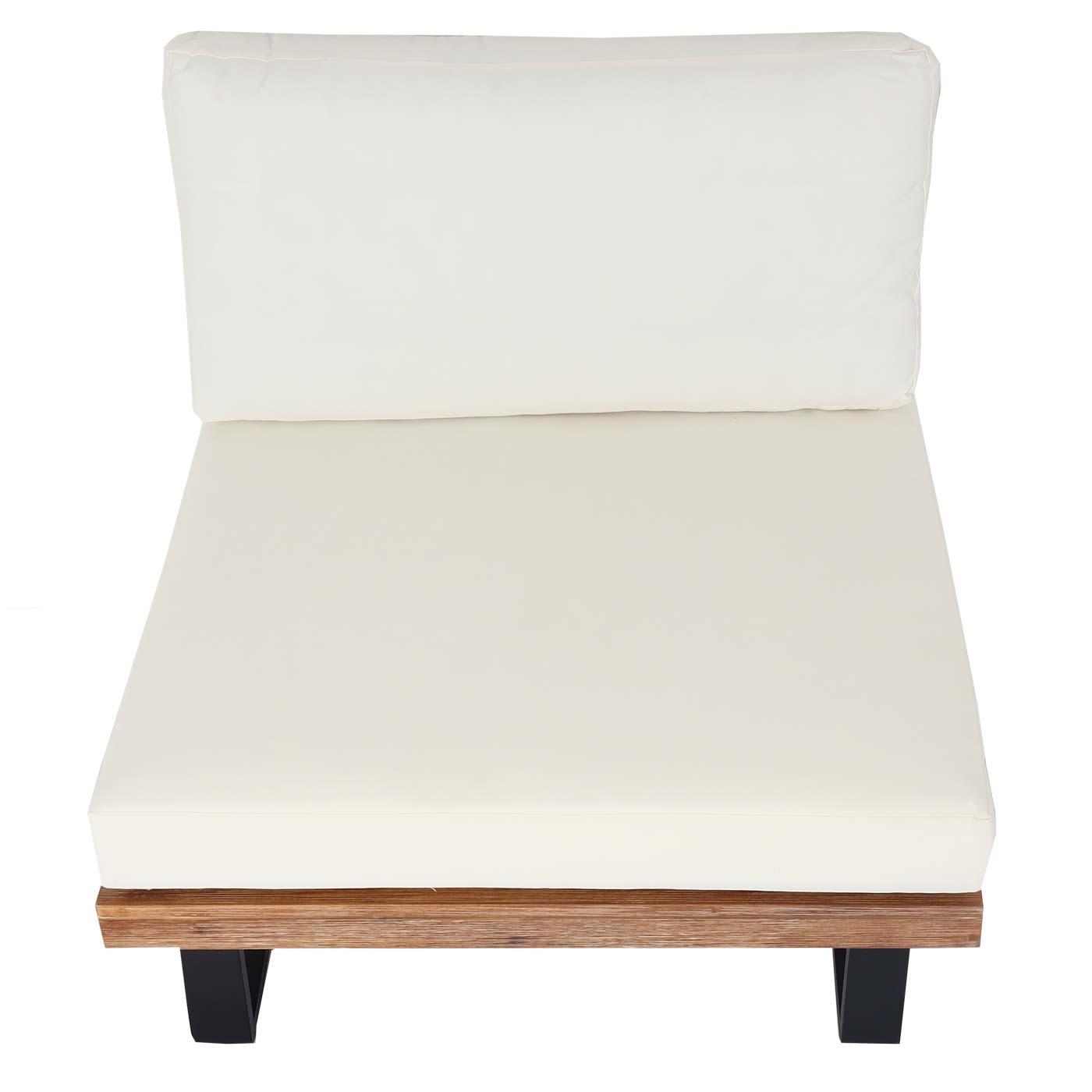 Cosmo Casa - Loungestoel - Tuinfauteuil - Gesponnen Poly & Acaciahout & Aluminium - Lichtbruin - Bekleding Crèmewit