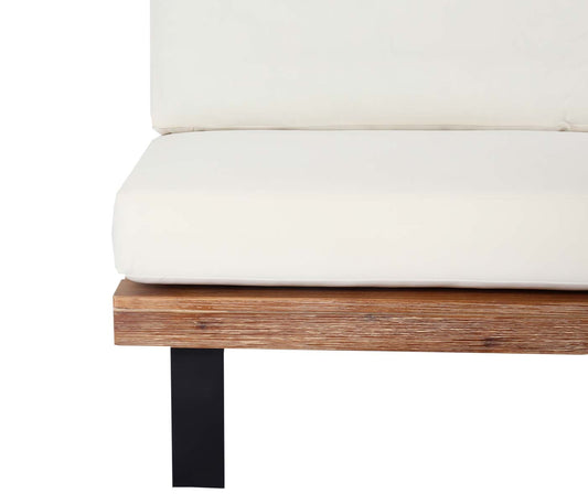 Cosmo Casa - Loungestoel - Tuinfauteuil - Gesponnen Poly & Acaciahout & Aluminium - Lichtbruin - Bekleding Crèmewit