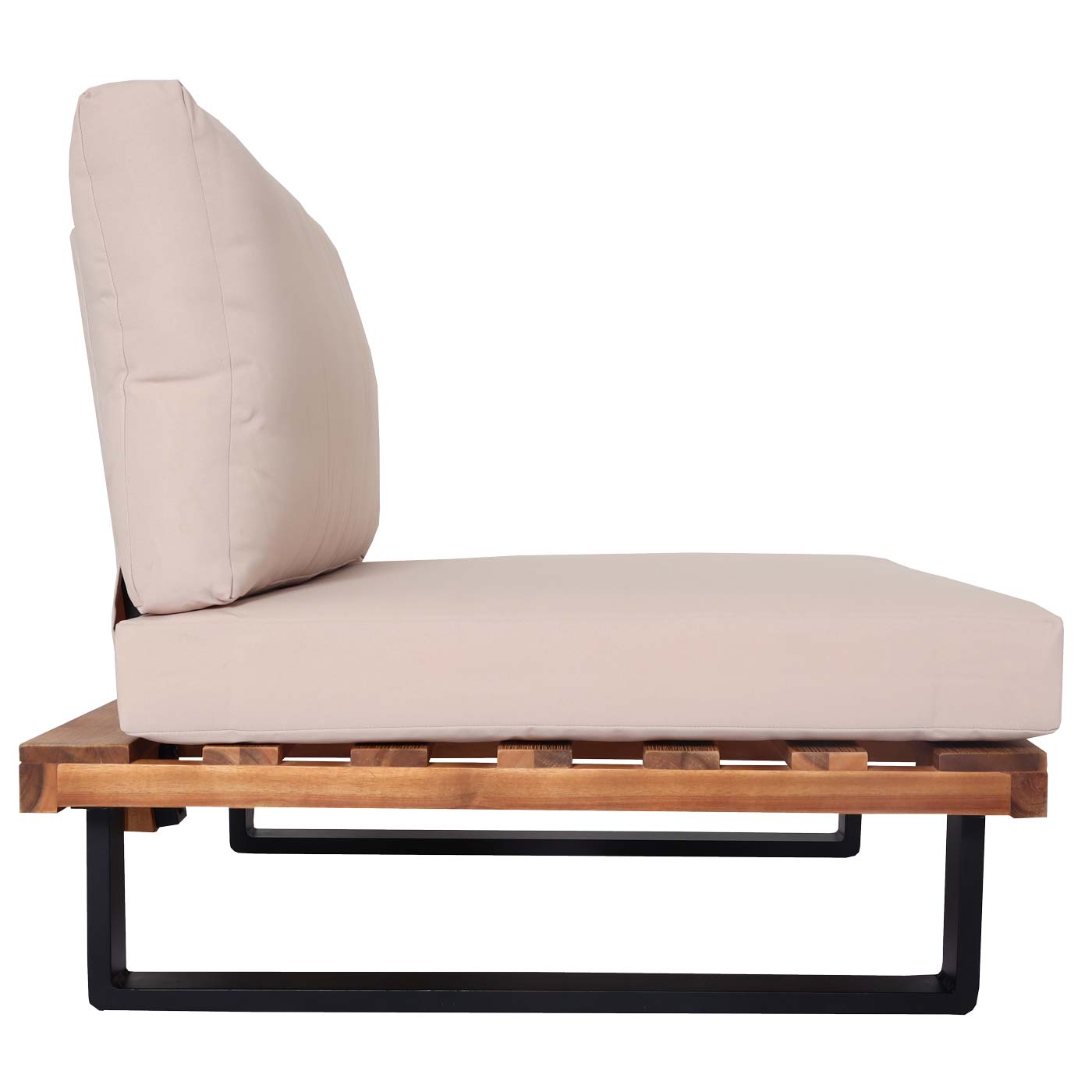 Cosmo Casa - Loungestoel - Tuinfauteuil - Gesponnen Poly & Acaciahout & Aluminium - Lichtbruin - Bekleding Beige