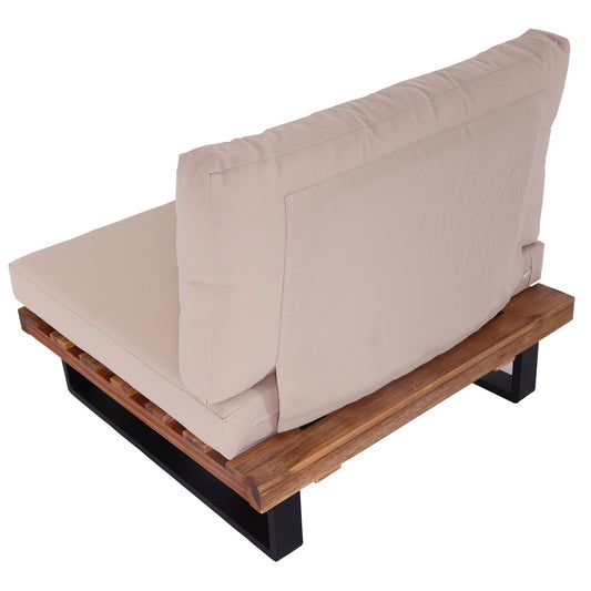 Cosmo Casa - Loungestoel - Tuinfauteuil - Gesponnen Poly & Acaciahout & Aluminium - Lichtbruin - Bekleding Beige