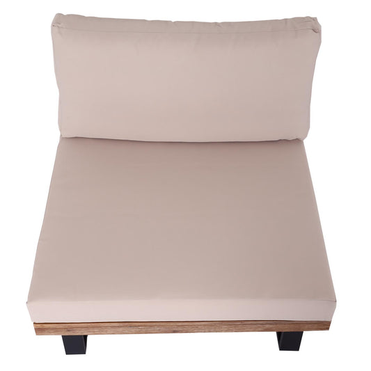 Cosmo Casa - Loungestoel - Tuinfauteuil - Gesponnen Poly & Acaciahout & Aluminium - Lichtbruin - Bekleding Beige