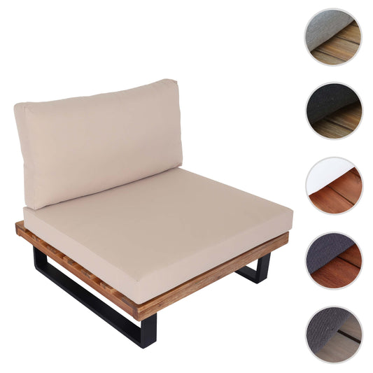 Cosmo Casa - Loungestoel - Tuinfauteuil - Gesponnen Poly & Acaciahout & Aluminium - Lichtbruin - Bekleding Beige