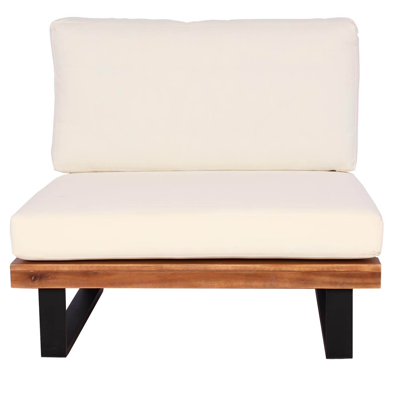 Cosmo Casa - Loungestoel Tuinfauteuil - Gesponnen Poly & Acaciahout & Aluminium - Bruin - Bekleding Crèmekleurig