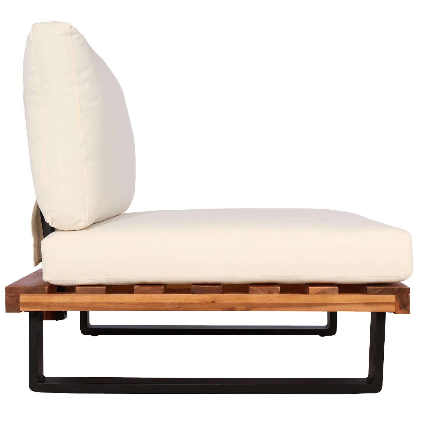 Cosmo Casa - Loungestoel Tuinfauteuil - Gesponnen Poly & Acaciahout & Aluminium - Bruin - Bekleding Crèmekleurig