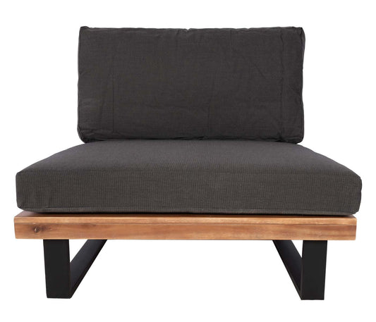 Cosmo Casa - Loungestoel Tuinfauteuil - Gesponnen Poly & Acaciahout & Aluminium - Bruin - Bekleding Donkergrijs