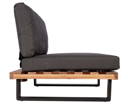 Cosmo Casa - Loungestoel Tuinfauteuil - Gesponnen Poly & Acaciahout & Aluminium - Bruin - Bekleding Donkergrijs