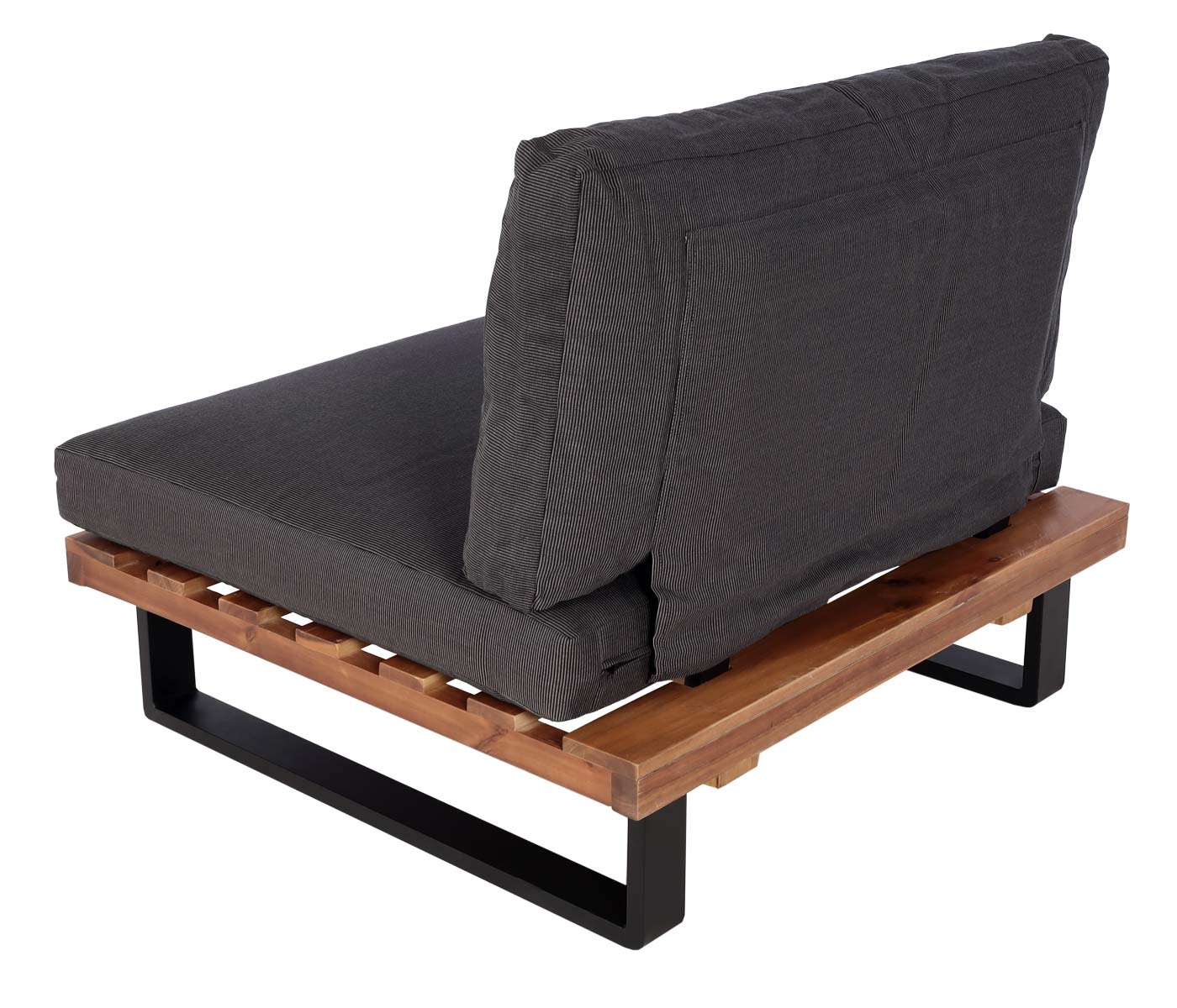 Cosmo Casa - Loungestoel Tuinfauteuil - Gesponnen Poly & Acaciahout & Aluminium - Bruin - Bekleding Donkergrijs