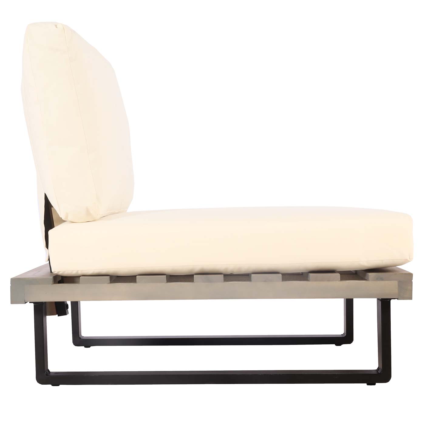 Cosmo Casa - Loungestoel - Tuinfauteuil - Gesponnen Poly, Acaciahout & Aluminium - Grijs - Bekleding Crèmewit