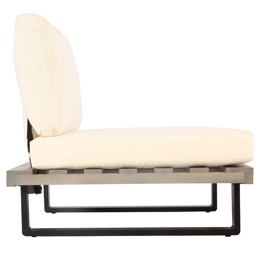 Cosmo Casa - Loungestoel - Tuinfauteuil - Gesponnen Poly, Acaciahout & Aluminium - Grijs - Bekleding Crèmewit