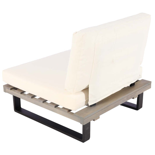 Cosmo Casa - Loungestoel - Tuinfauteuil - Gesponnen Poly, Acaciahout & Aluminium - Grijs - Bekleding Crèmewit