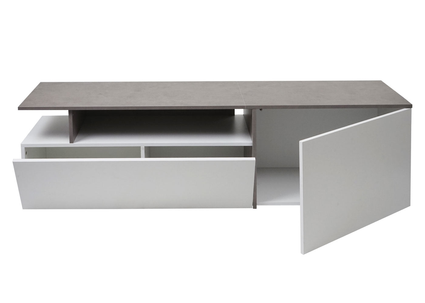 Cosmo Casa - TV-rek - Lowboard & Dressoir - Betonlook Hout - Wit - 45×161×40 cm