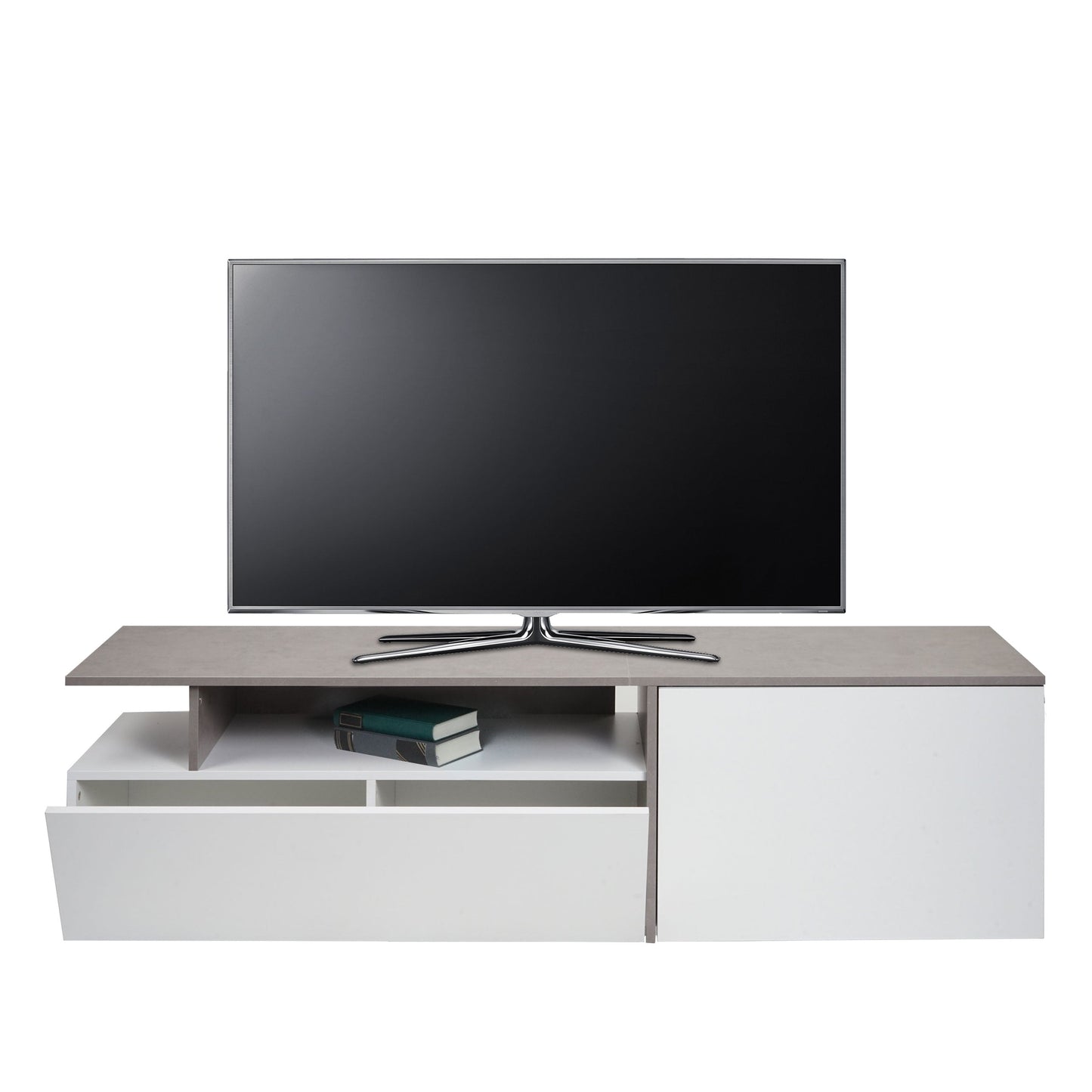 Cosmo Casa - TV-rek - Lowboard & Dressoir - Betonlook Hout - Wit - 45×161×40 cm
