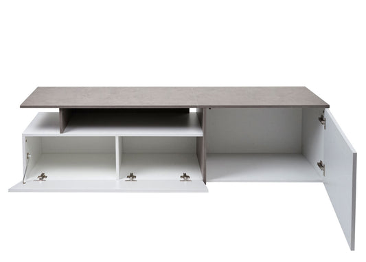 Cosmo Casa - TV-rek - Lowboard & Dressoir - Betonlook Hout - Wit - 45×161×40 cm