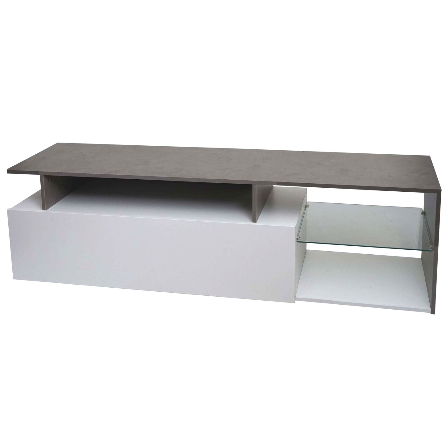 Cosmo Casa - TV-rek - Lowboard / Dressoir - Betonlook Hout - Wit - 47×170×40 cm