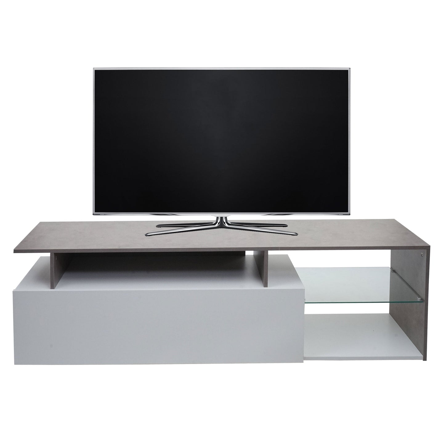 Cosmo Casa - TV-rek - Lowboard / Dressoir - Betonlook Hout - Wit - 47×170×40 cm