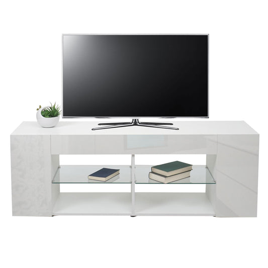 Cosmo Casa - TV-rek - TV Lowboard - Hout - High Gloss - Wit - 50×144×40 cm