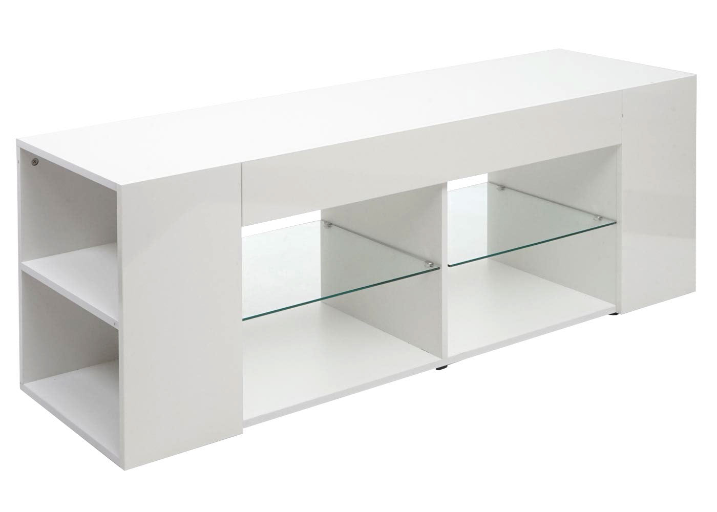 Cosmo Casa - TV-rek - TV Lowboard - Hout - High Gloss - Wit - 50×144×40 cm